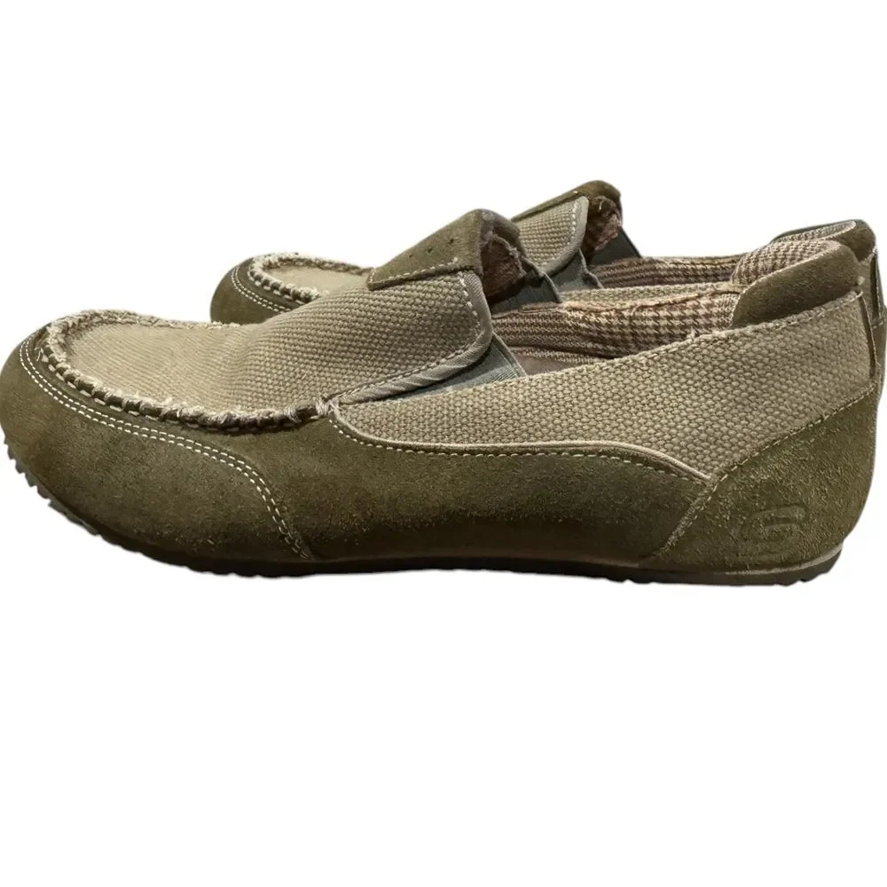 Skechers Men's Casual Suede & Canvas Loafers - Olive Green
